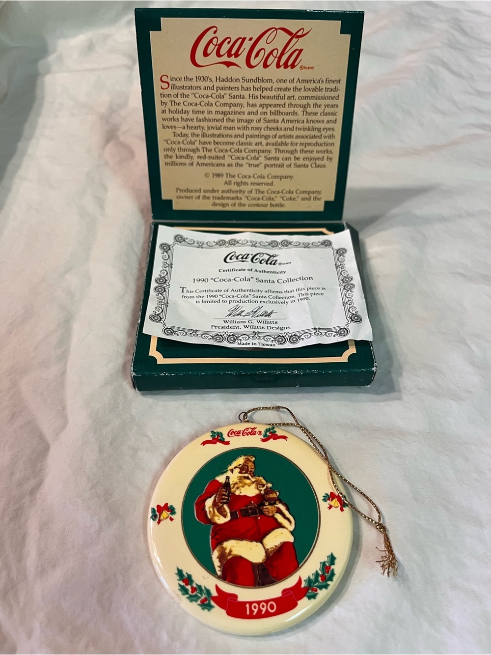 Vintage 1990 
Coca-Cola Santa Claus Ornament 
Willitts Galleries
Collectible